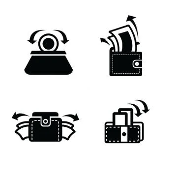 Put down money in Wallet set icon Stock Illustration