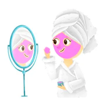 Put on face mask. Stock Illustration