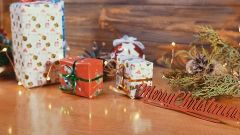 Put Gift Box at Christmas Decorations 動画素材 82552560