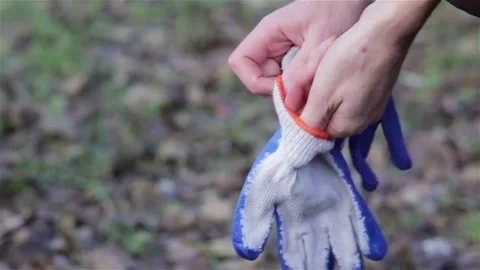 Put on gloves on hands Stock Footage 70488156