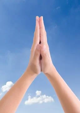 Put hands together in salute Stock Photos