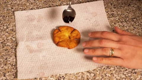 Put the jam on a dessert flower-shaped Stock Footage 85215097