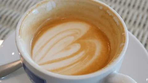 Put latte coffee cup on table Stock Footage 89237161