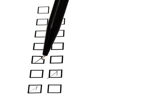 Put tick in black square box put tick in black square box by black ballpoi... Stock Photos
