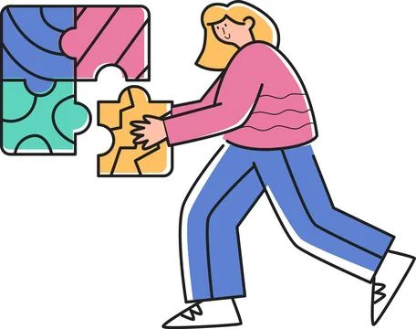 Put Together Puzzle Pieces with Different Patterns Illustration - Strategy &amp; Stock Illustration