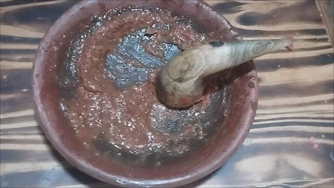 Put the tomato sauce in the mortar Stock Footage 291761634