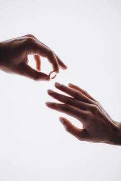 Put on a wedding ring Stock Photos