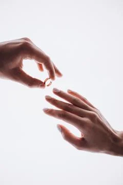 Put on a wedding ring Stock Photos