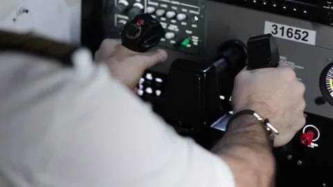 Put your hands on the helm of the plane Stock Footage 224026224