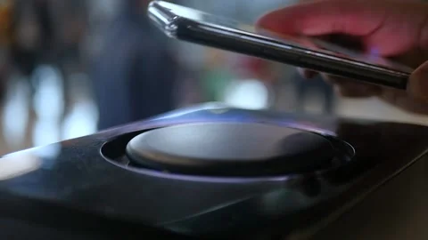 Put your phone on wireless charging at the airport. Stock Footage 151029861