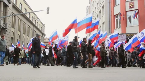 Putin supporters demonstration Stock Footage 36341140