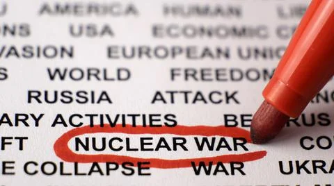 Putin threatening with nuclear war concept. Sanctions.Military activities.Crisis Stock Photos