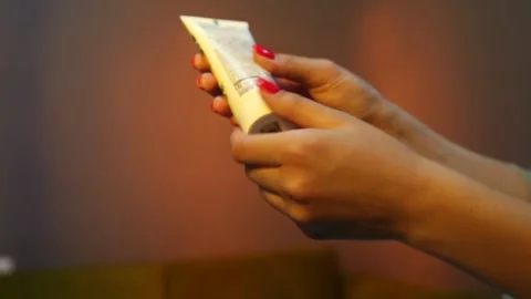 Puting cream on hand 3 Stock Footage 307415423