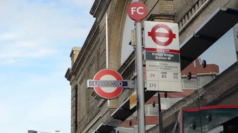 Putney Bridge Station Bus Stop Stock Footage 42849217