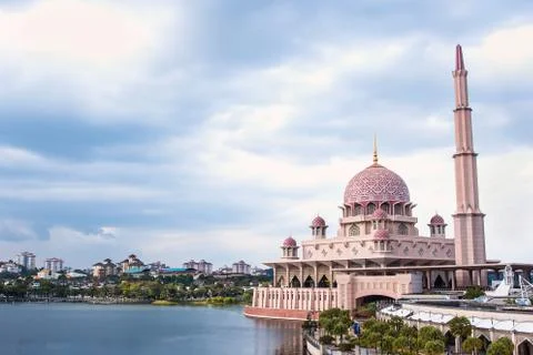 Putra Mosque on dark sky located in Putrajaya city the new Federal Territory Stock Photos