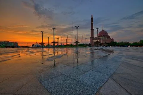 Putra Mosque at Sunset Stock Photos