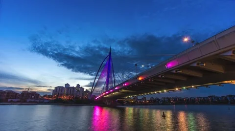 Putrajaya bridge during sunset Stock Footage 40716821