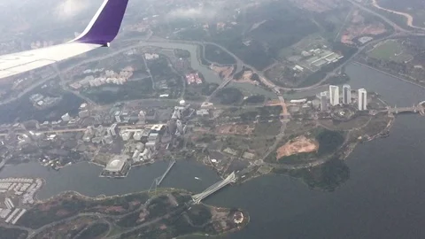 Putrajaya seen from plane window Stock Footage 97934838
