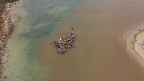 Putri Mandalika Statue Overlooking the Scenic Lombok Seascape Stock-Footage 321012337