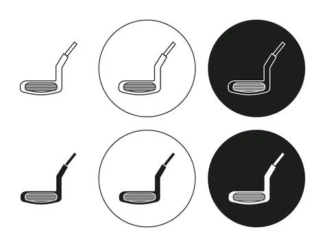 Putter vector line logo art icon mark. Putter outline drawing set Stock Illustration