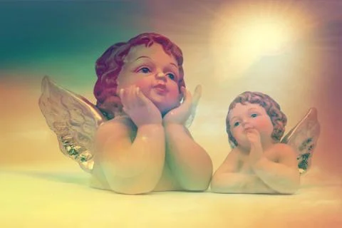 Putti Angel with retro background Stock Illustration