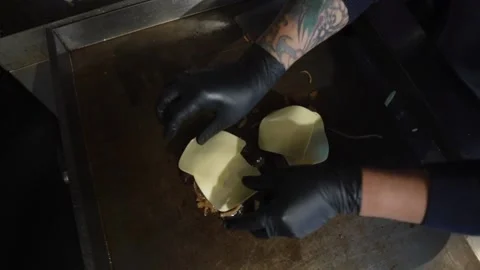 Putting Cheese On A Patty Stock Footage 197056535