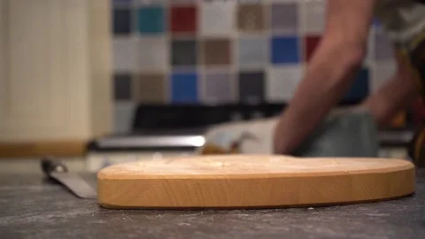 Putting cooked bread onto the counter Stock Footage 135160731