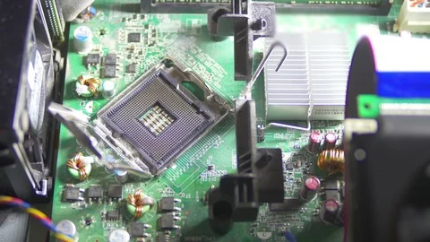Putting CPU in computer Stock Footage 106272822