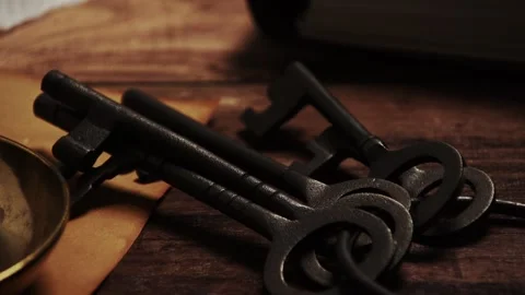 Putting Down Vintage Keys Stock Footage 282443778