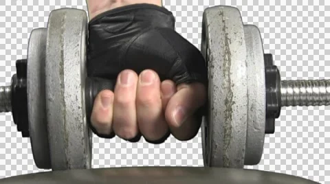 Putting dumbbells down with alpha channel Stock Footage 50232459