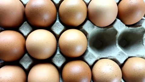 Putting eggs in the egg tray, in door Chiangmai Thailand. Stock Footage 308210181