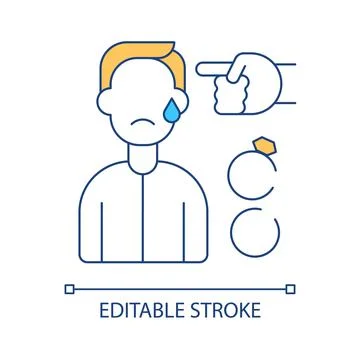 Putting ex-partner down after divorce RGB color icon Stock Illustration