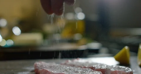 Putting the flour for escalope's preparation 4k Stock Footage 85836055