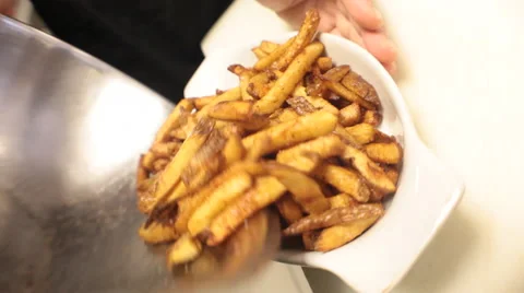 Putting Fries On A Plate Stock Footage 41960811