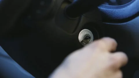 Putting Key In Ignition And Starting Car Stock Footage 47244365