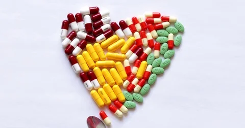 Putting the last capsule to complete the heart shape of medicine Stock Footage 72724528