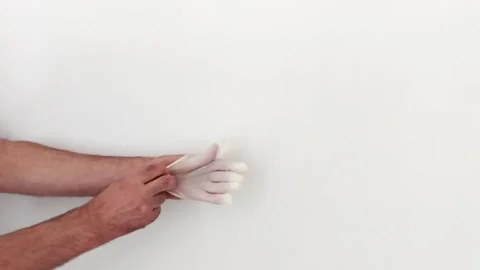 Putting on Latex Gloves for Clean Prep. Hygiene in Action Video stock 316744469
