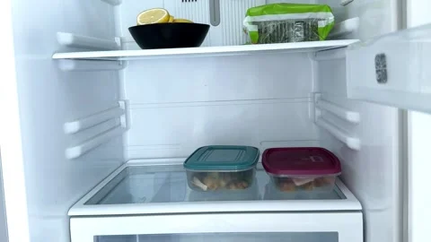 Putting Meal Prep Boxes into Refrigerator Stock-Footage 340340907