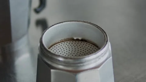 Putting a moka filter, coffee preparation. Stock Footage 150184813