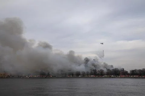 Putting out a fire at a textile factory Stock Photos