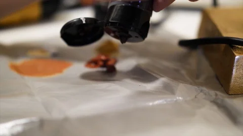 Putting Paint on Easel Stock Footage 91337595