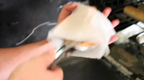 Putting a Pie in a Bag Stock Footage 33081024