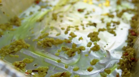 Putting pilaf. Stock Footage 49760568