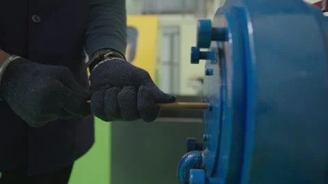 Putting Pipe Brass Copper Rod in Machine1 Stock Footage 322114932