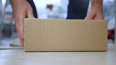 Putting a Postal Package in Front of the Door, Waiting for Postal Courier. Stock Footage 167883165
