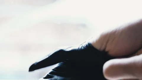 Putting On Protective Latex Gloves, Hands Wear coronavirus covid protectin item Stock Footage 127843605