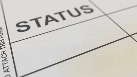 Putting red DELAYED rubber stamp on paper form. 3D animation Stock Footage 128172244