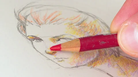 Putting red spots on a drawing Stock-Footage 139900053