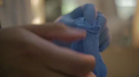 Putting on Rubber Gloves Slow Motion Stock Footage 40273470