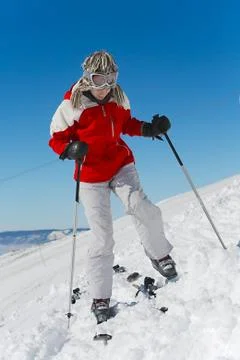 Putting on skis Stock Photos